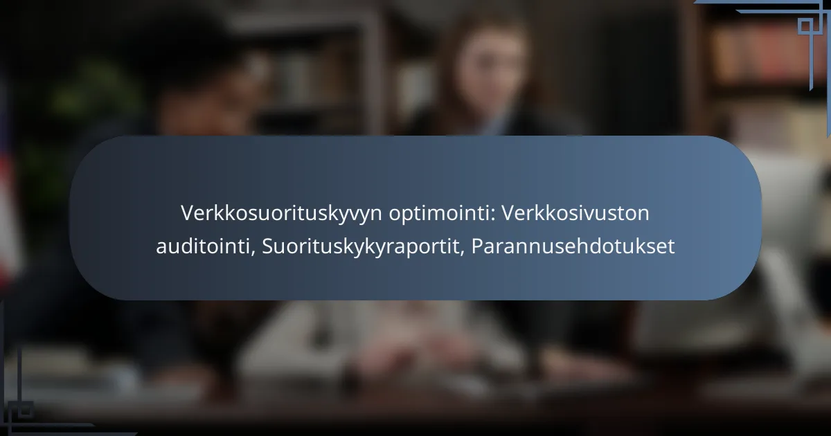 Verkkosuorituskyvyn optimointi: Verkkosivuston auditointi, Suorituskykyraportit, Parannusehdotukset