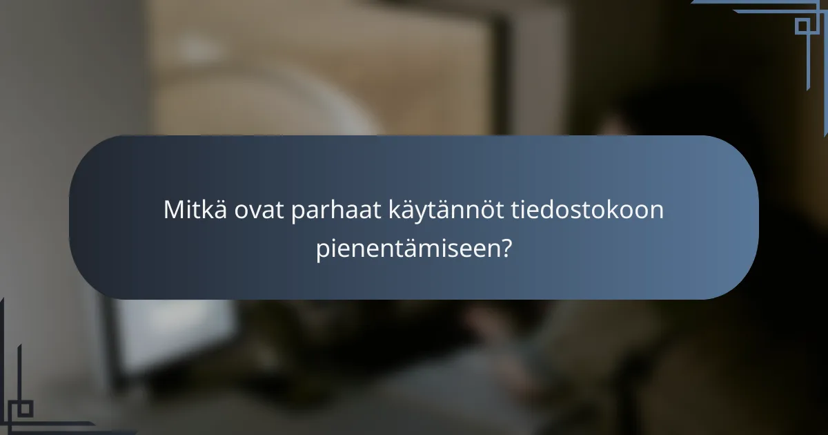 Mitkä ovat parhaat käytännöt tiedostokoon pienentämiseen?