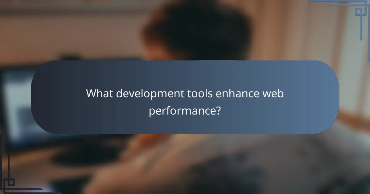 What development tools enhance web performance?